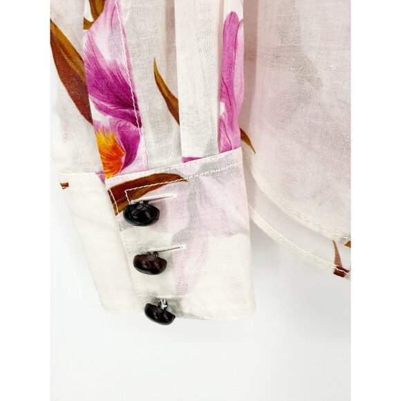 Zimmermann Floral Print Long Sleeve Button-Up Top Size: S - Picture 6 of 8